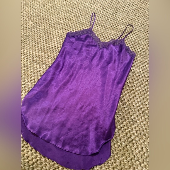 Victoria Secret vintage dark purple satin lace nightgown women’s size large - Picture 3 of 6